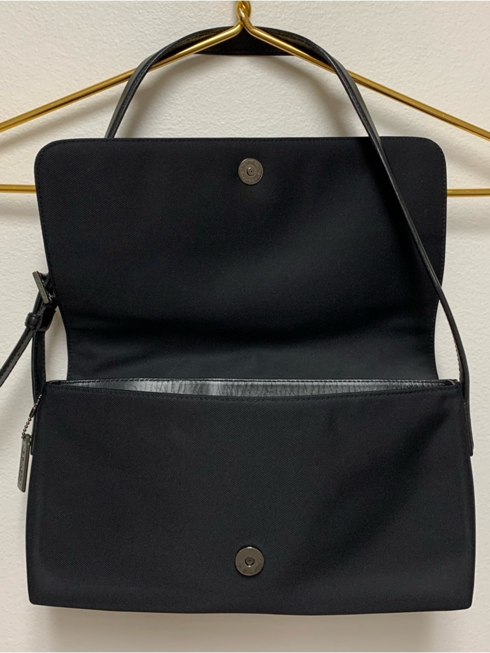 Vintage Coach Mercer Twill Demi Pouch Flap Shoulder Bag Purse Black Fabric Y2K - Picture 2 of 14